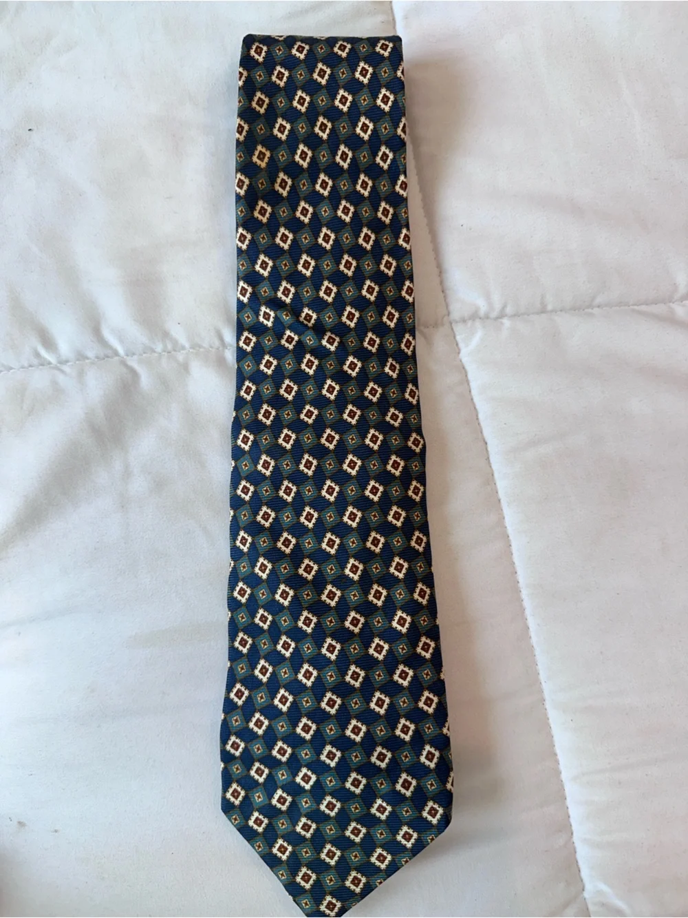 Brooks Brothers Makers All-Silk Woven Geometric Pointed Men’s Tie Blue